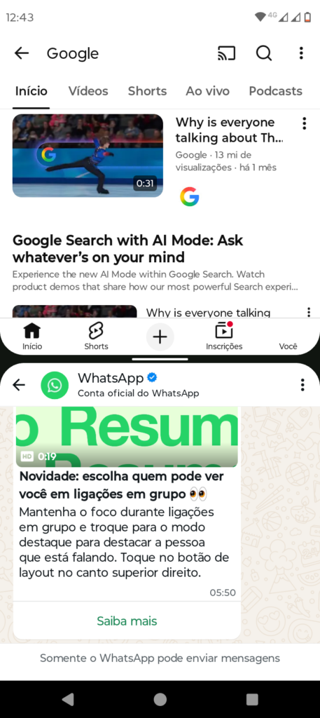 como usar dois apps ao mesmo tempo no celular